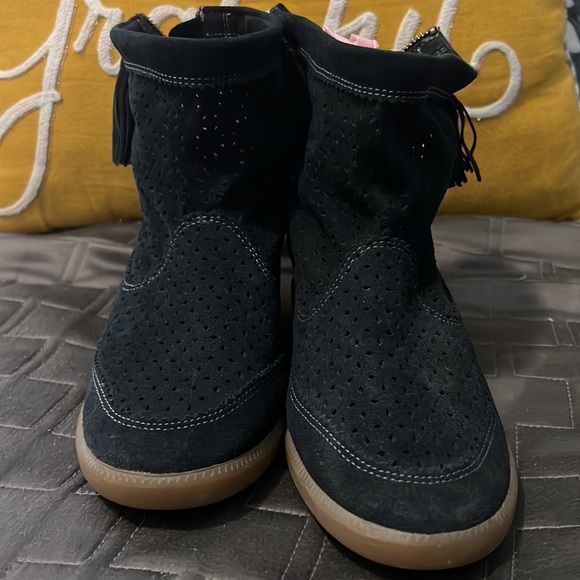 Isabel Marant Beslay Suede Tassel Wedge Ankle Boot - NAVY - 37 - Picture 2 of 7